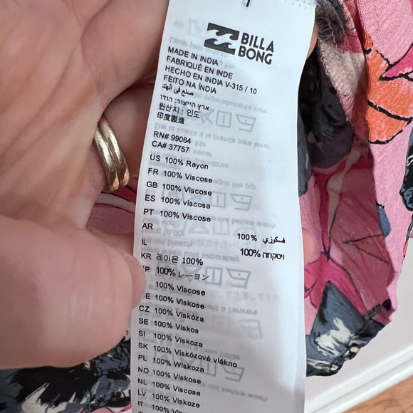 Billabong NWT Sittin Pretty Floral Long Bell Sleeve Romper Tie-front in Pink, M - Picture 13 of 15